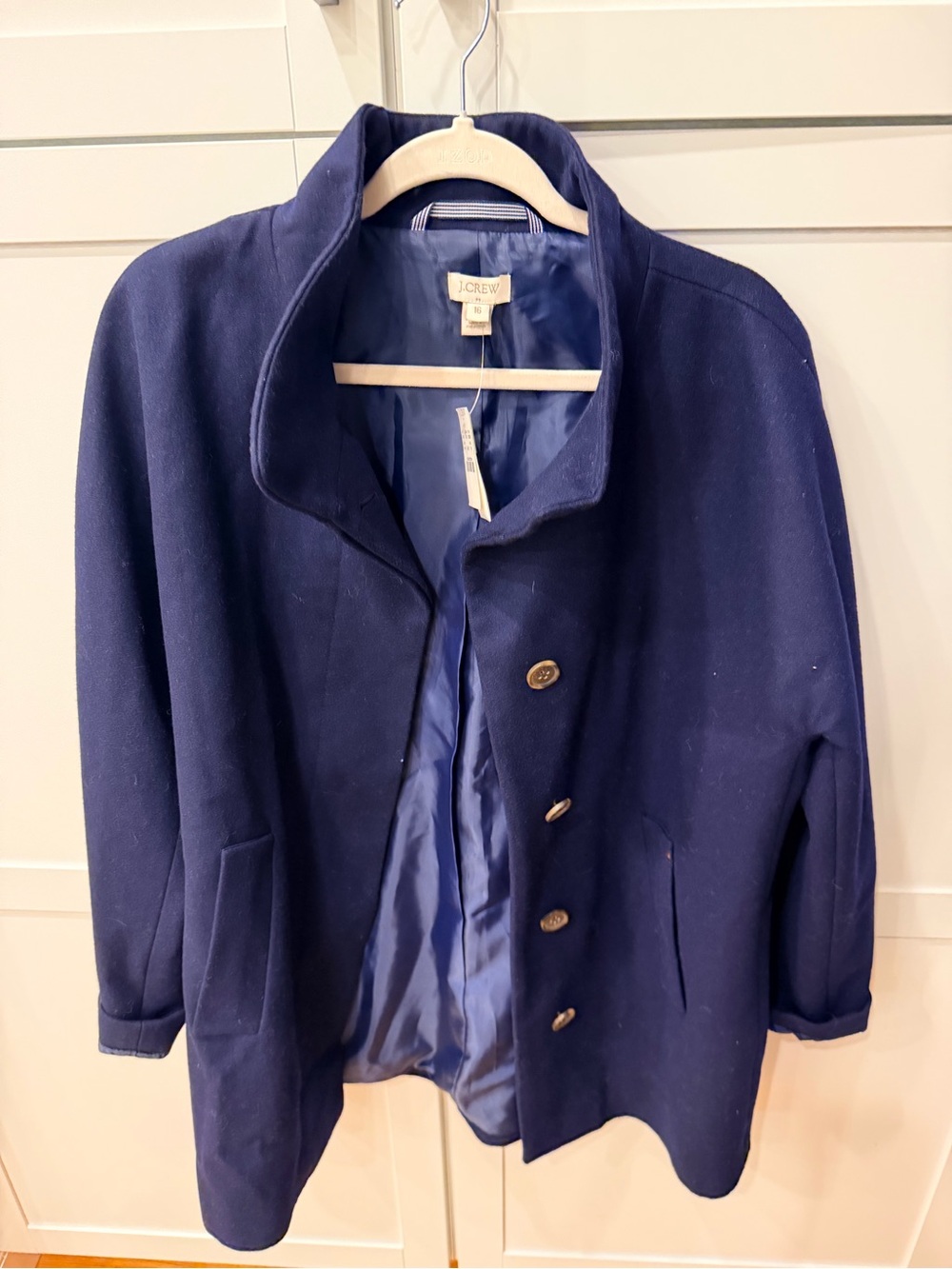J. Crew Navy Blue Pea Coat with Stand Collar